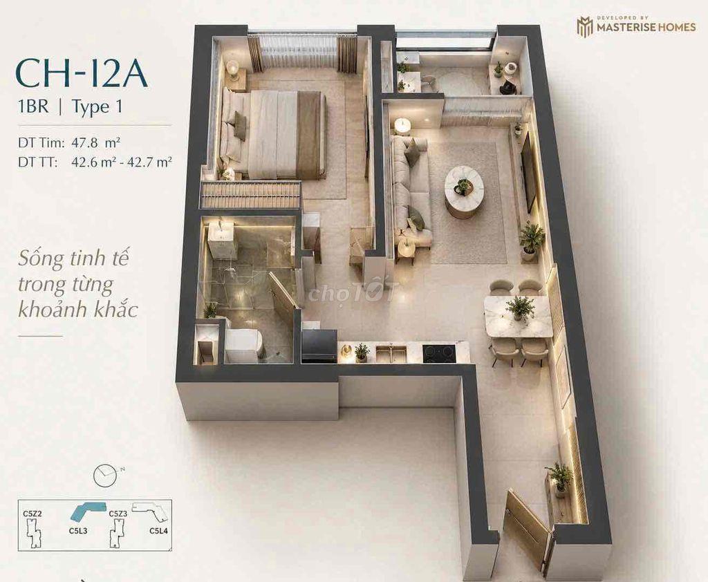 Chỉ 2,653 tỷ sở hữu ngay được căn 1 ngủ + tại dự án MasteriGrandCoast