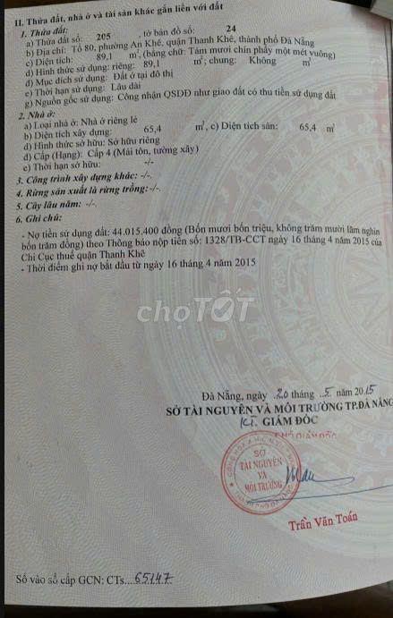CHÍNH CHỦ BÁN NHÀ AN KHÊ- SỔ ĐỎ RIÊNG, KHÔNG QUA TRUNG GIAN-3,79 TỶ TL