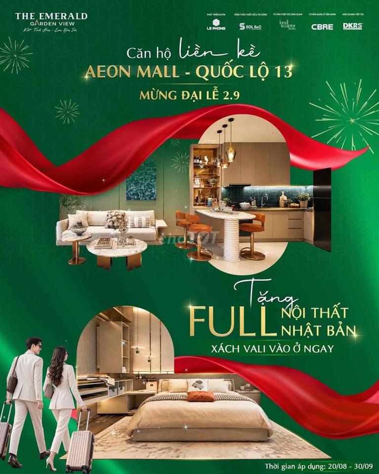 CĂN HỘ CẠNH AEON CHỈ 239TR NHẬN NHÀ - BÀN GIAO FULL NT - TT 9TR/TH