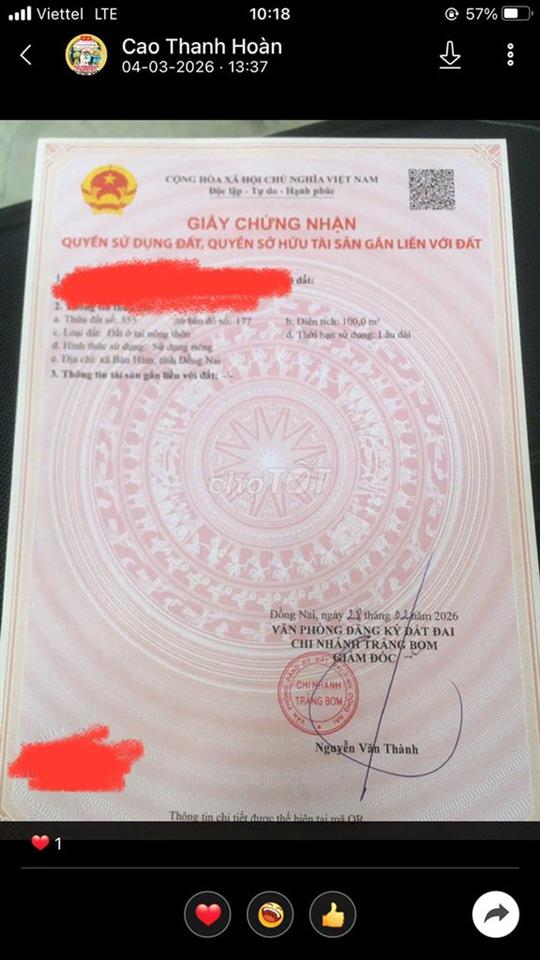 CHÍNH CHỦ BÁN ĐẤT THỔ CƯ