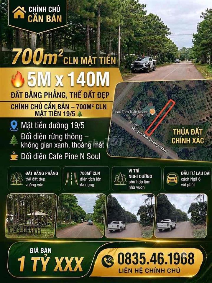 700M² MẶT TIỀN 19/5 – ĐỐI DIỆN RỪNG THÔNG, GIÁ CHỈ 1 TỶ XXX!