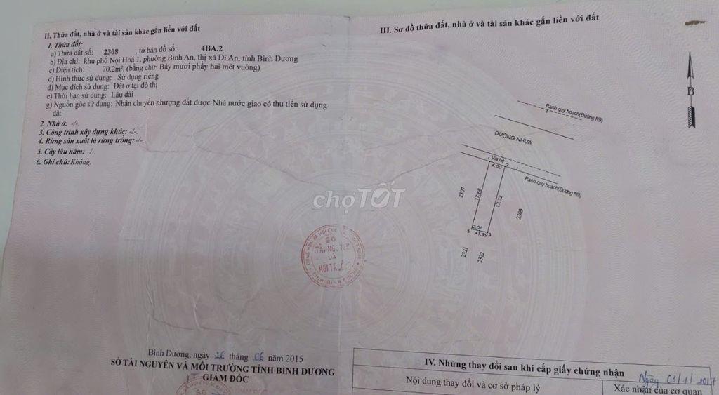 MẶT TIỀN KINH DOANH, SÁT QL1K & GẦN SIÊU THỊ GO! DĨ AN