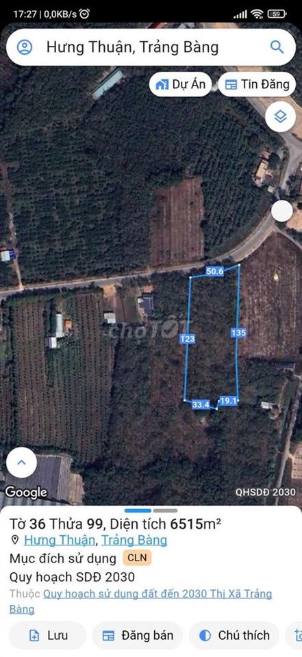 cần bán 6515m2 đất CLN. 50m mặt tiền đường