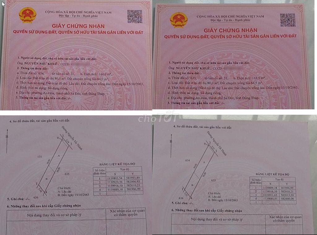 288m2 mặt tiền Nguyễn Tất Thành, đường 24m, Sa Đéc, 29,8tr/m2