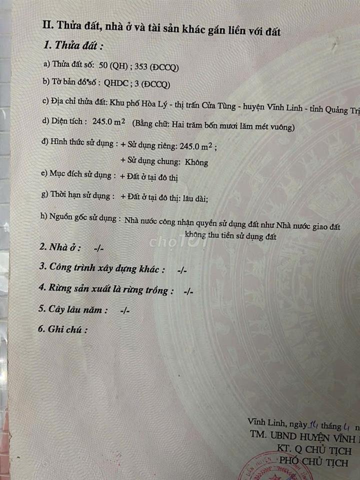 Đất biển Cửa Tùng , Quảng Trị. 1Ty7