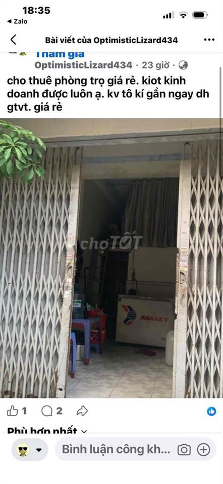 cho thuê phòng trọ kiot mặt tiền gần đại học gtvt