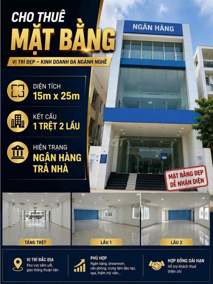 Cho Thuê Nhà Tên Lửa 15 x 25 1 trệt 2 lầu hiện trạng Ngân Hàng Trả Nha