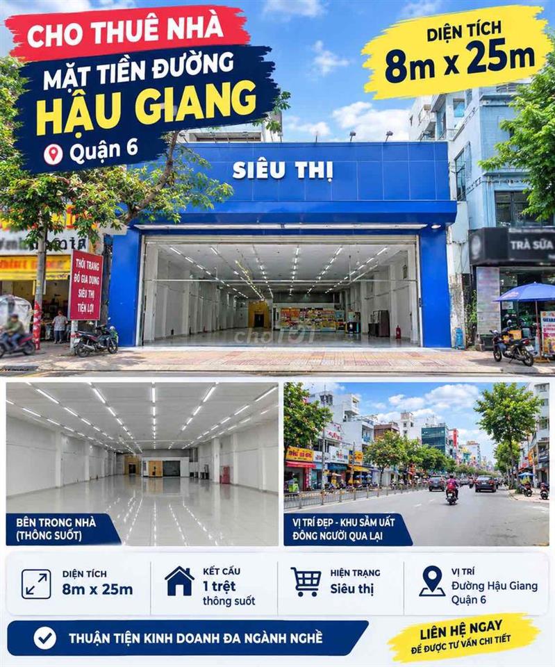 Cho Thuê Nhà Hậu Giang 8m x 25m 1 trệt thông suốt giá 40tr