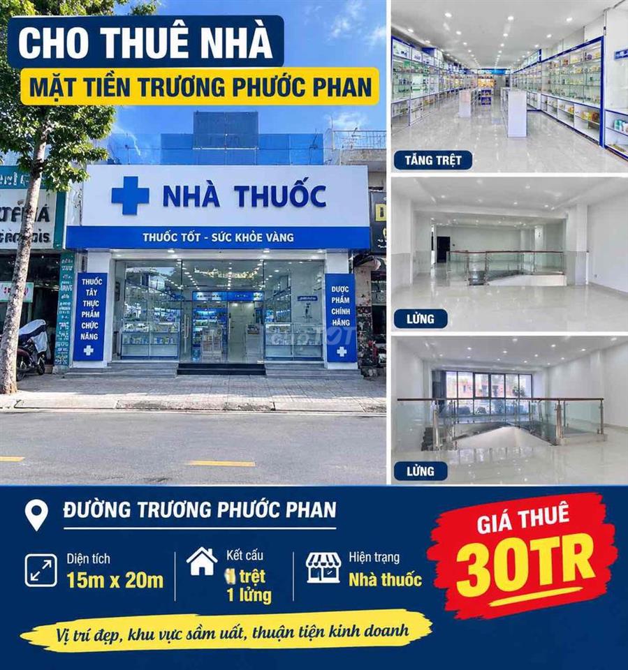 Cho Thuê Nhà Trương Phước Phan 15 x 20 1 trệt 1 lửng thông suốt