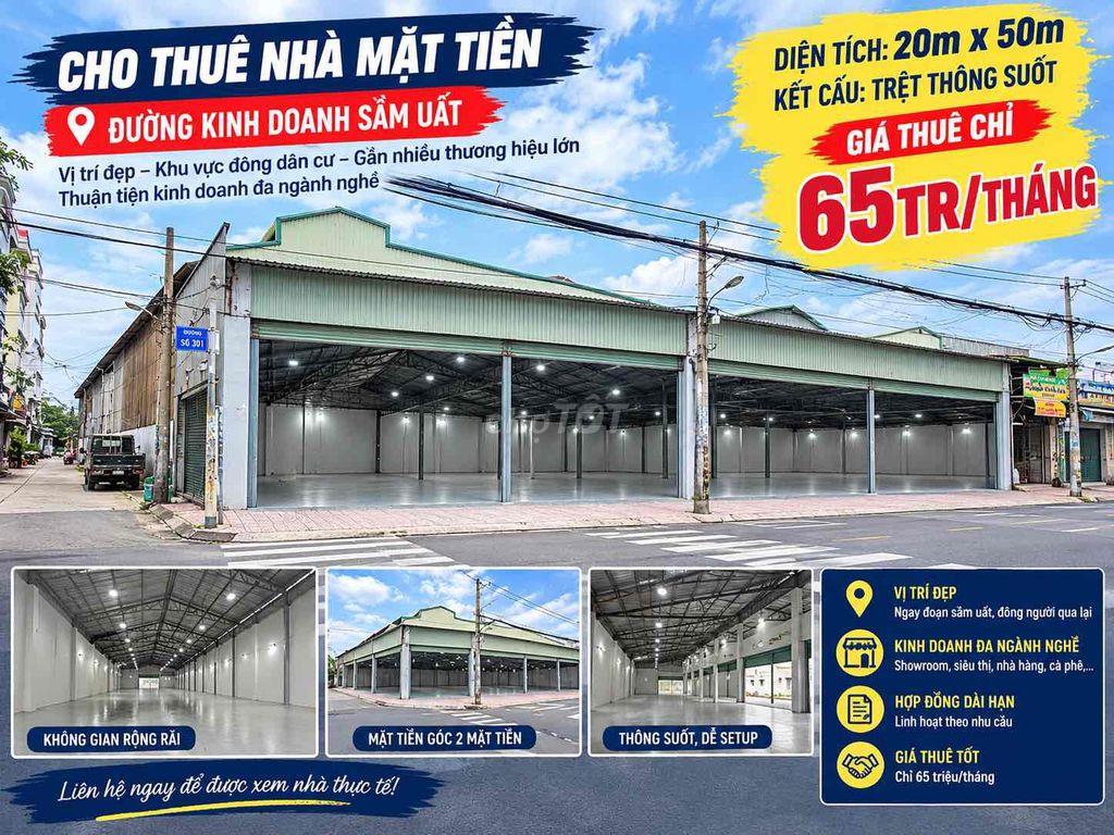 Cho Thuê Nhà 2 Góc MT Bình Long 20m x 50m 1 Trệt Thông Suốt