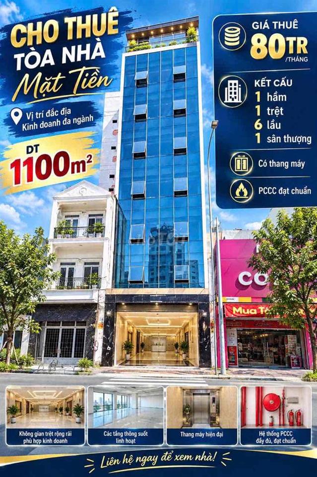 Cho Thuê Nhà Hoà Bình DT Sàn 1100m2 1 Hầm 1 Trệt 1 Lửng 6 lầu
