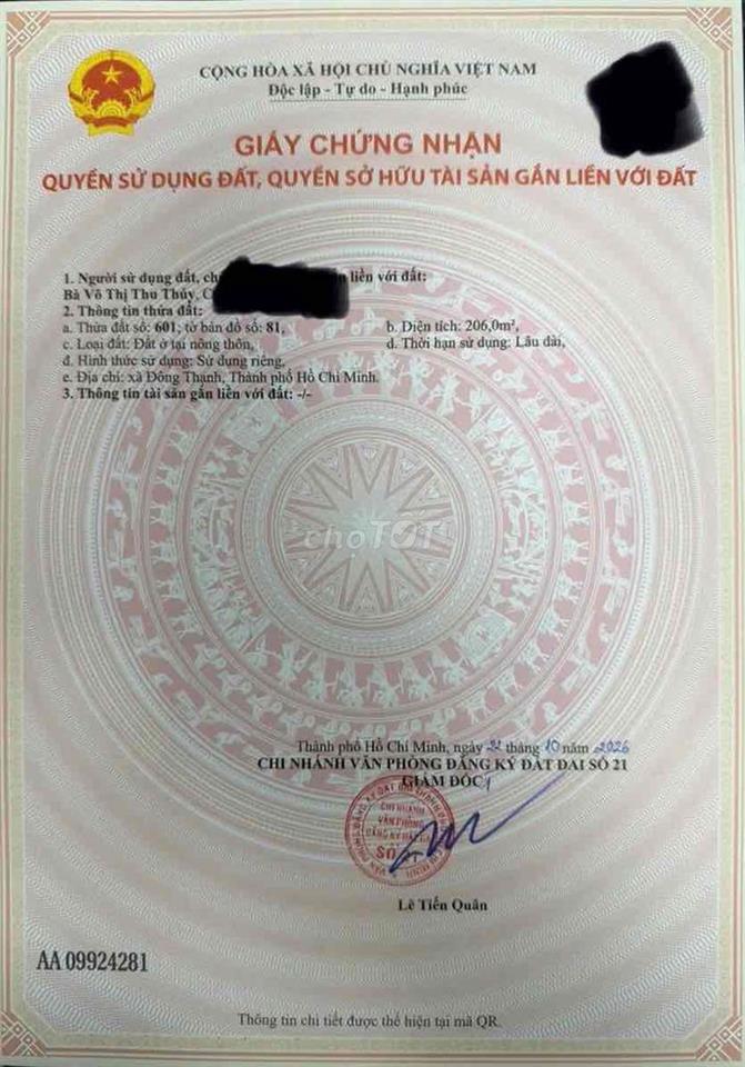 ĐẤT THỔ CƯ MẶT TIỀN NHỊ BÌNH 8 ĐÔNG THẠNH