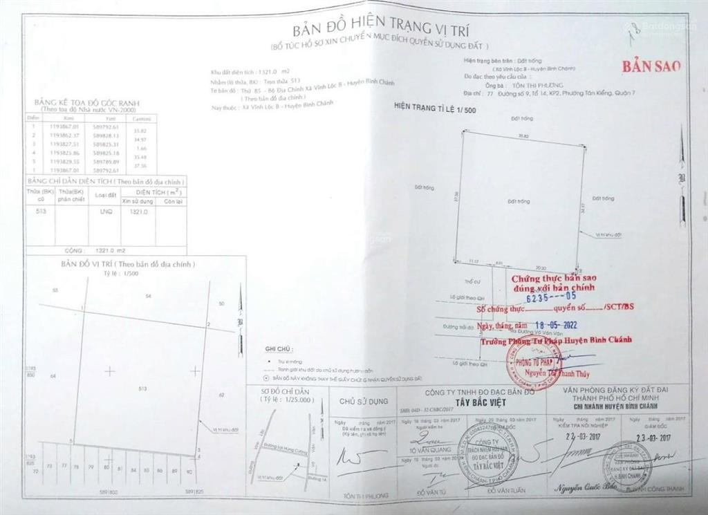 Bán đất full thổ cư 1321m2 đường b11b, vĩnh lộc b, bình chánh