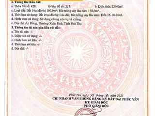 Chính chủ bán lô đất 2 mặt tiền 250 m2 phường xuân hòa, phú thọ, cách sân bay nội bài chỉ 10km