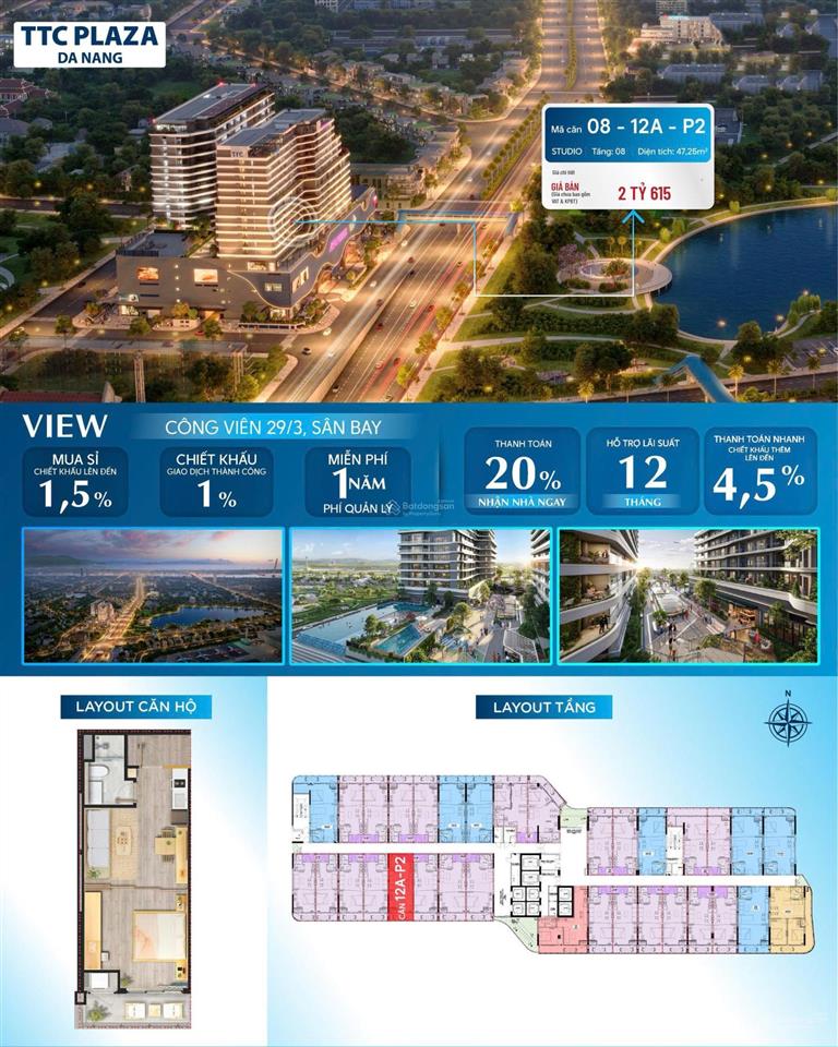 Căn hộ view công viên 29/3  vị trí vàng, dòng tiền cho thuê bền vững