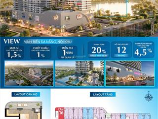 Căn hộ 1pn+1 view vịnh biển đà nẵng  lô gia rộng  tiềm năng cho thuê | ttc plaza đà nẵng