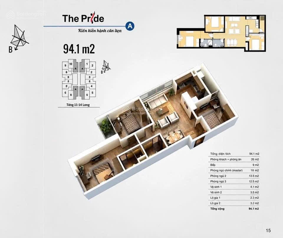 Bán căn hộ chung cư the pride, giá tốt 5,5 tỷ, 90m2, 3pn, 2wc tại hà đông, hà nội