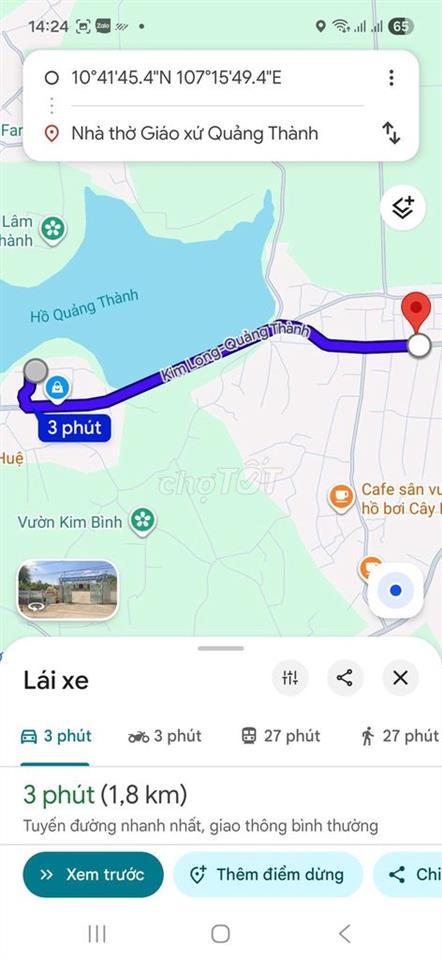 Đất view hồ Quảng Thành, Kim Long, Châu Đức, Bà Rịa, Vũng Tàu
