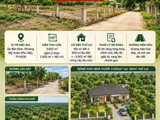 🌿 BÁN ĐẤT 3.000M² TẠI ẤP BẾN ĐÌNH, XÃ MỸ XUÂN, PHÚ MỸ - CÓ SẴN THỔ CƯ