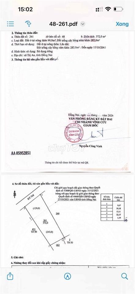 Bán nhà mặt tiền kinh doanh tốt TL 768 Vĩnh An Vĩnh Cửu