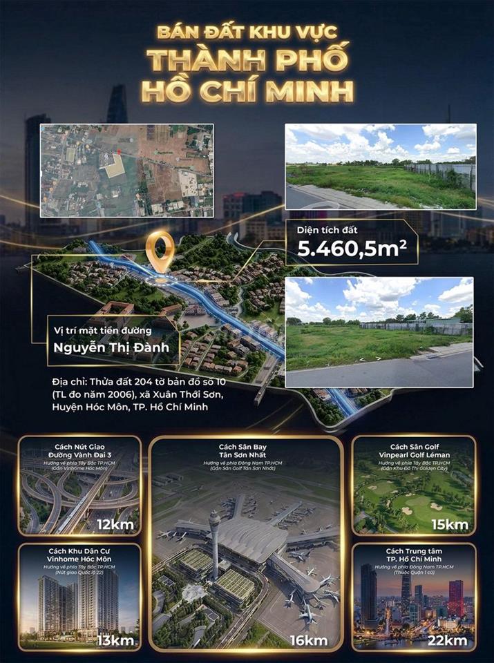 Đất mặt tiền Nguyễn Thị Đành - Hóc Môn | 5.460,5 m2 - Vị trí đắc địa 