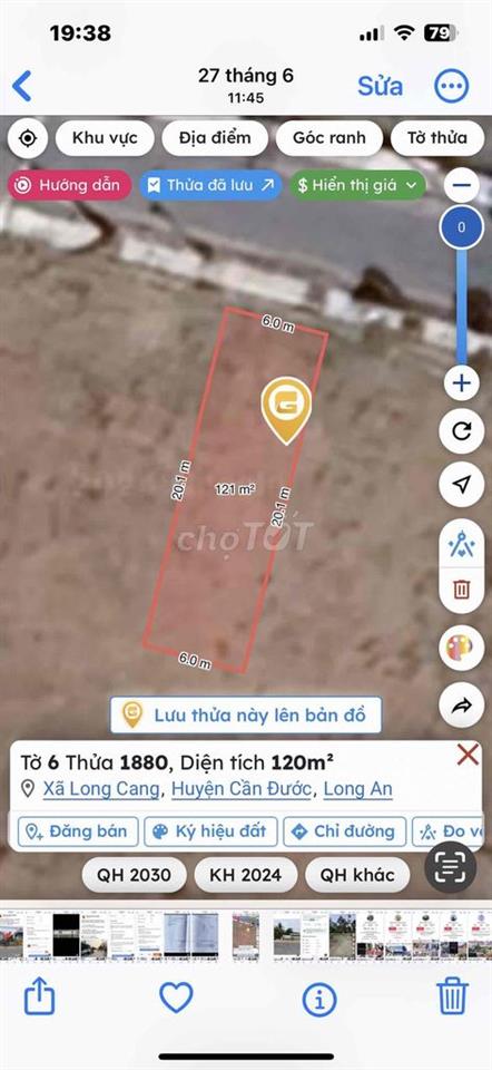 Đất thổ cư kdc Long Cang -Cần Đước