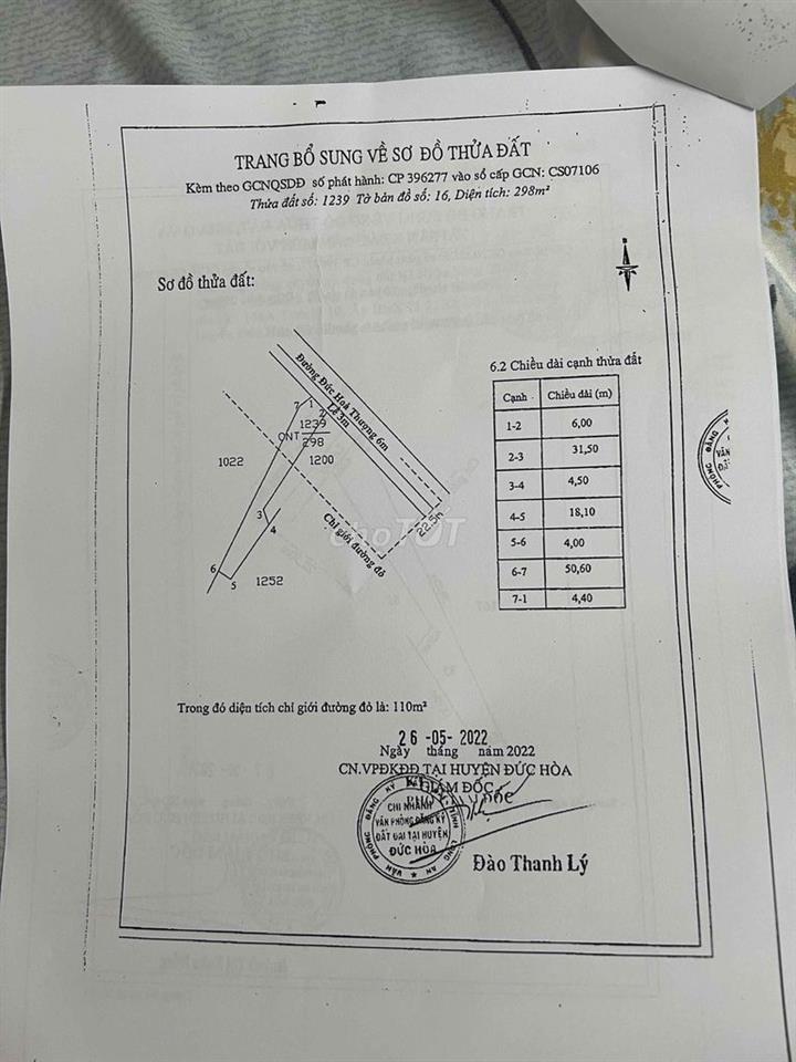 Bán đất mặt tiền đường Đức Hoà Thượng, Long An, Thổ cư