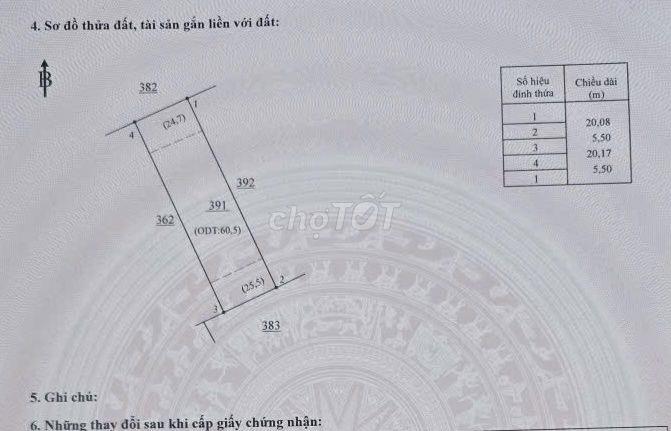 ĐẤT Ở- 890 TRIỆU - 110M² (5,5x20) - 2 MẶT TIỀN 6M - SÁT ĐẠI LỘ BẮC SƠN
