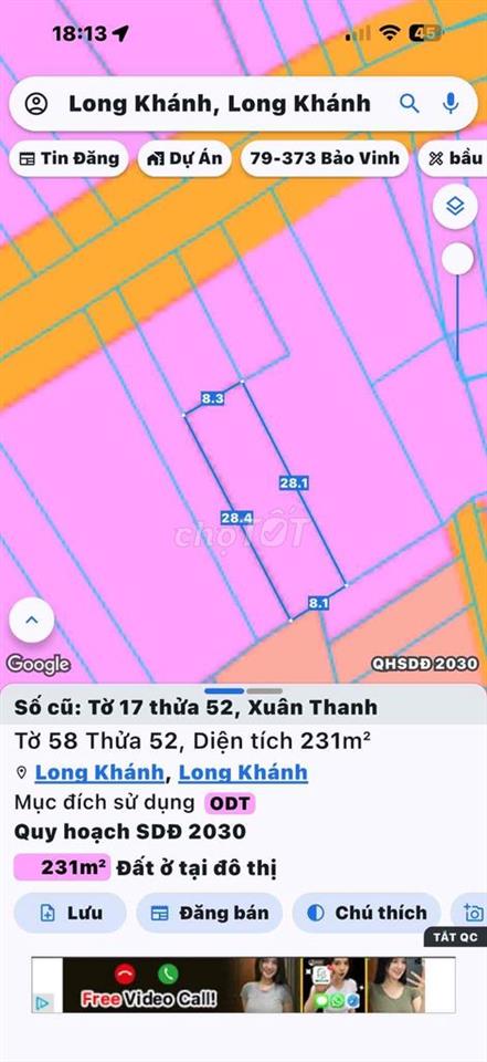 Đất thổ cư mặt tiền trung tâm Long Khánh chính chủ pháp lý đầy đủ