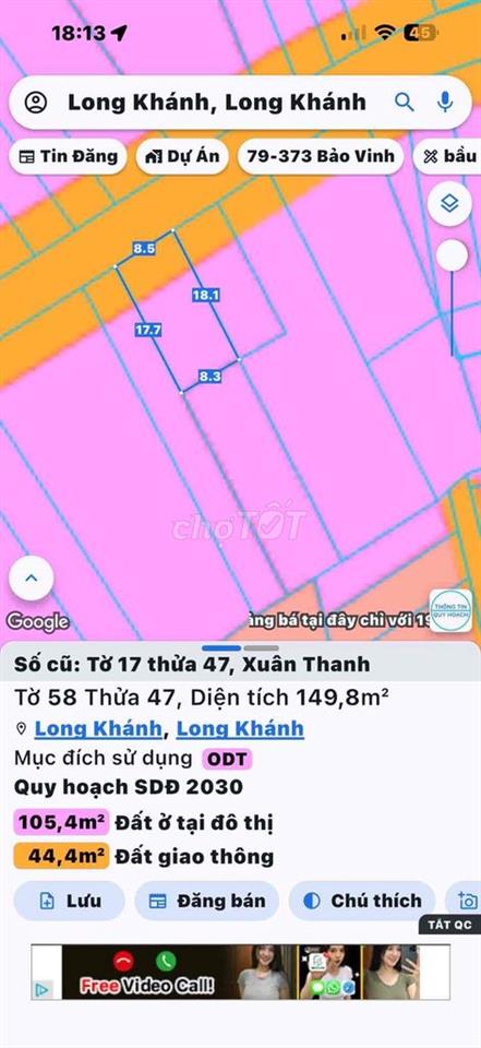 Đất thổ cư mặt tiền trung tâm Long Khánh chính chủ pháp lý đầy đủ