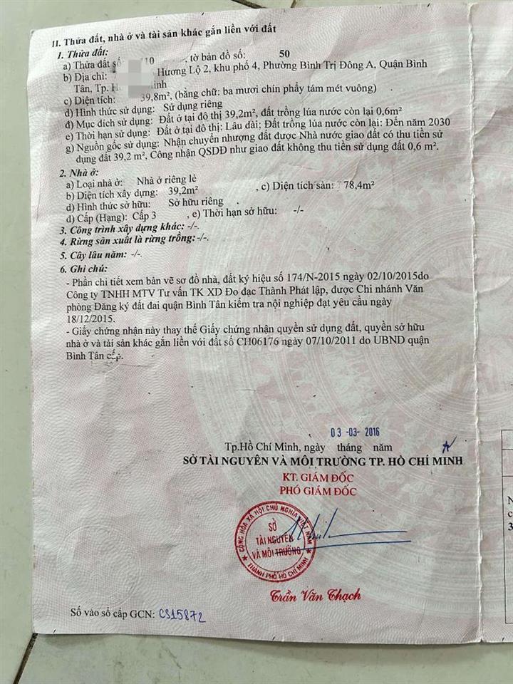 BÁN NHÀ HẺM 6M HƯƠNG LỘ 2 – SỔ HỒNG, HOÀN CÔNG