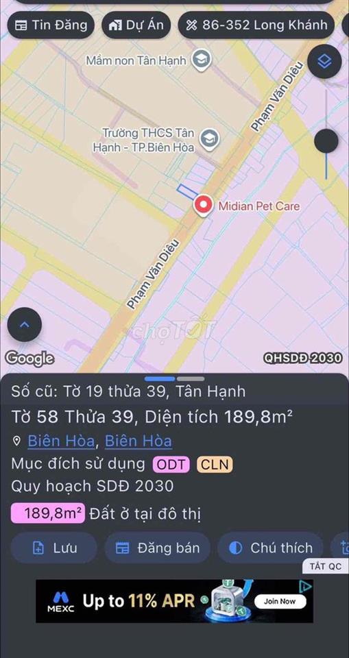Chủ đi nước ngoài định cư, cần bán đất mặt tiền đường Phạm Văn Diêu.