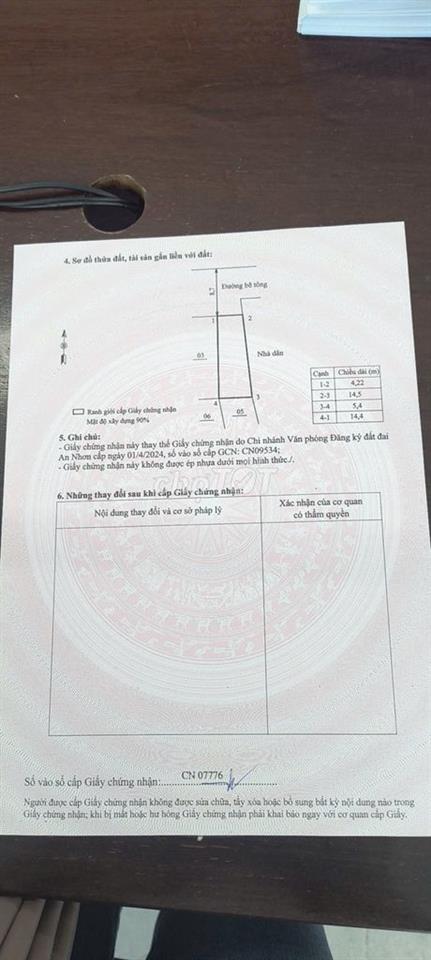 Cần bán lô đất tại phường Bình định - gia lai mới