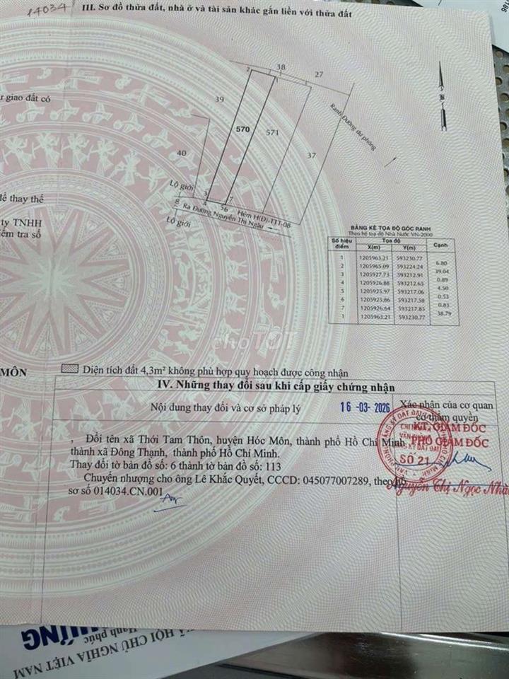 234m đất full thổ cư. Nở hậu, đường xe hơi. Thích hợp xây nhà vườn