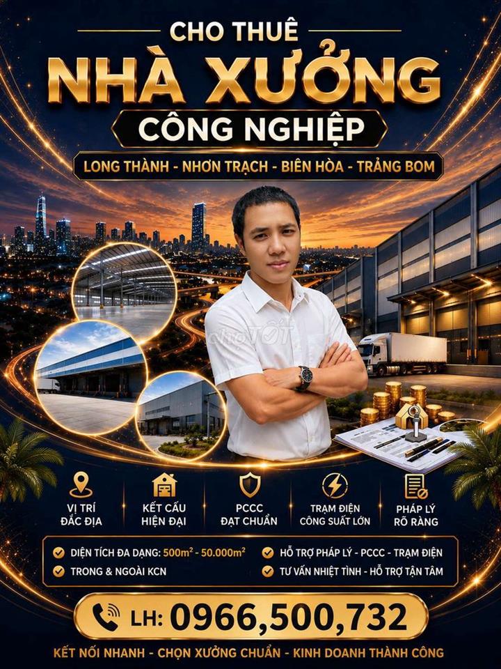 CHO THUÊ XƯỞNG 2000m² GIÁ RẺ TẠI LONG THÀNH ĐỒNG NAI (giá thuê 50k/m2)