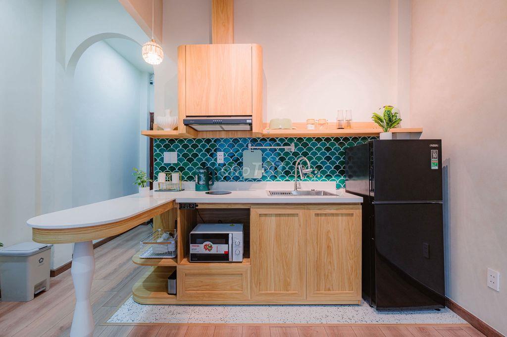 Designer studio 22m² Điện Biên Phủ, full NT, bếp + máy giặt riêng