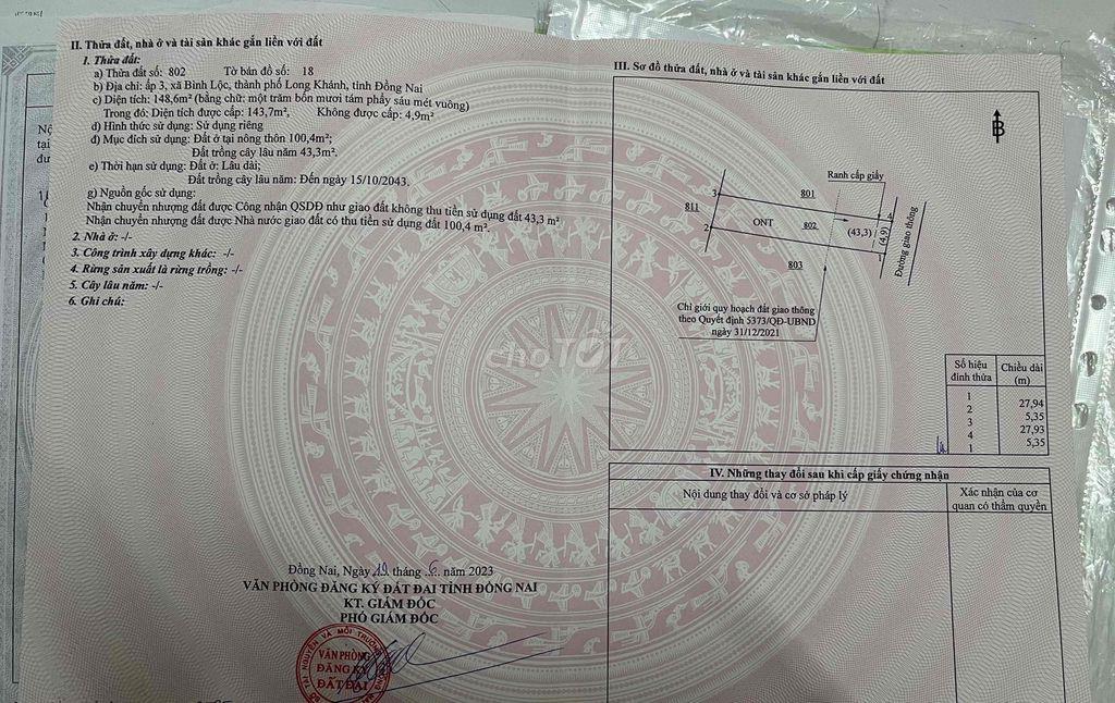 Cần bán đất thổ cư đường chính Lê A