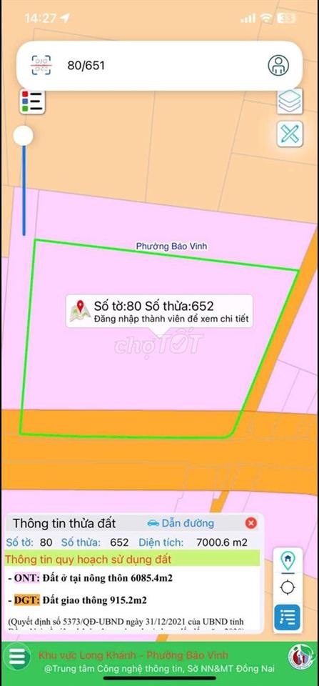 CC CẦN BÁN LÔ ĐẤT 2MT - GIÁ ĐẦU TƯ TẠI PHƯỜNG BẢO VINH, TP. ĐỒNG NAI