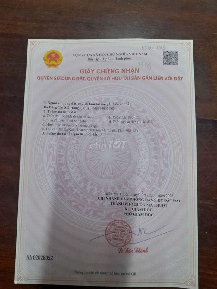 Cần bán lô đất ở chợ eakao