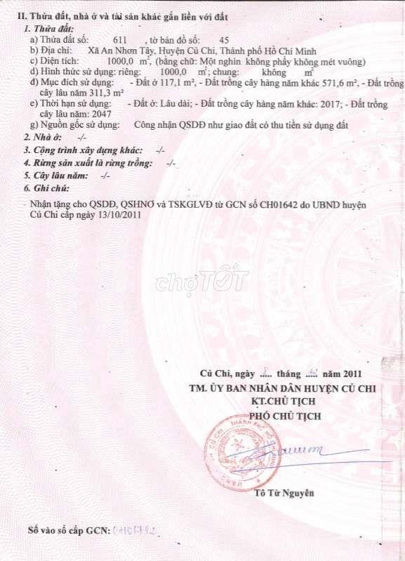 Bán đất tặng nhà kiên cố