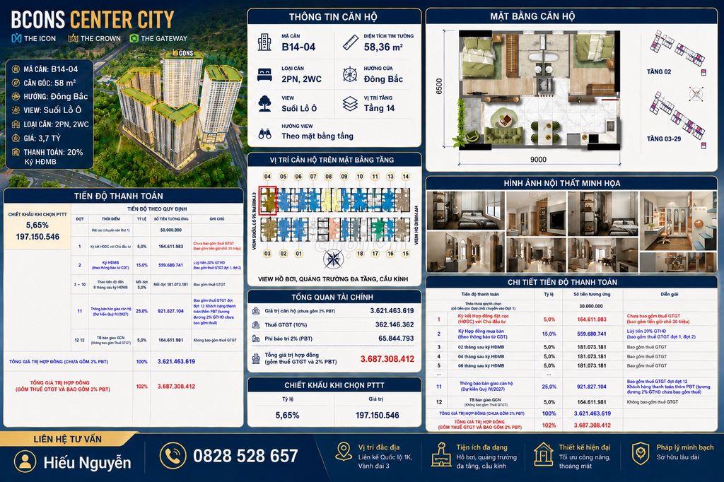 Bcons Center City - Căn gốc siêu đẹp giá chỉ 3,6 tỷ 