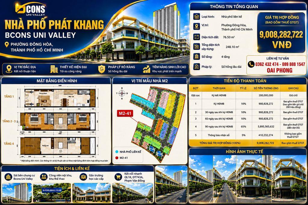 Nhà phố Bcons Uni Valley - chỉ với 9tỷ/căn !!!