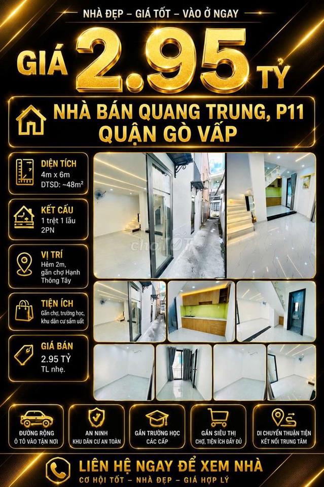 [SHR] Nguyễn Thượng Hiền 1 Trệt 1 Lầu Gần Chợ Gò Vấp