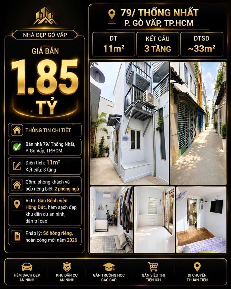 [SHR] Nguyễn Thượng Hiền 1 Trệt 1 Lầu Gần Chợ Gò Vấp