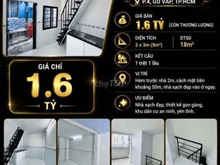 [SHR] Nguyễn Thượng Hiền 1 Trệt 1 Lầu Gần Chợ Gò Vấp