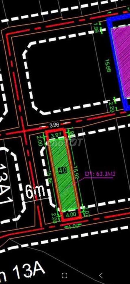 BÁN ĐẤT THỔ CƯ CHÍNH CHỦ  2 MẶT TIỀN HẼM ( QH 6 MÉT )