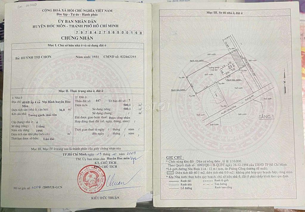 đất có khoảng 500m thổ cư, đường NB 11