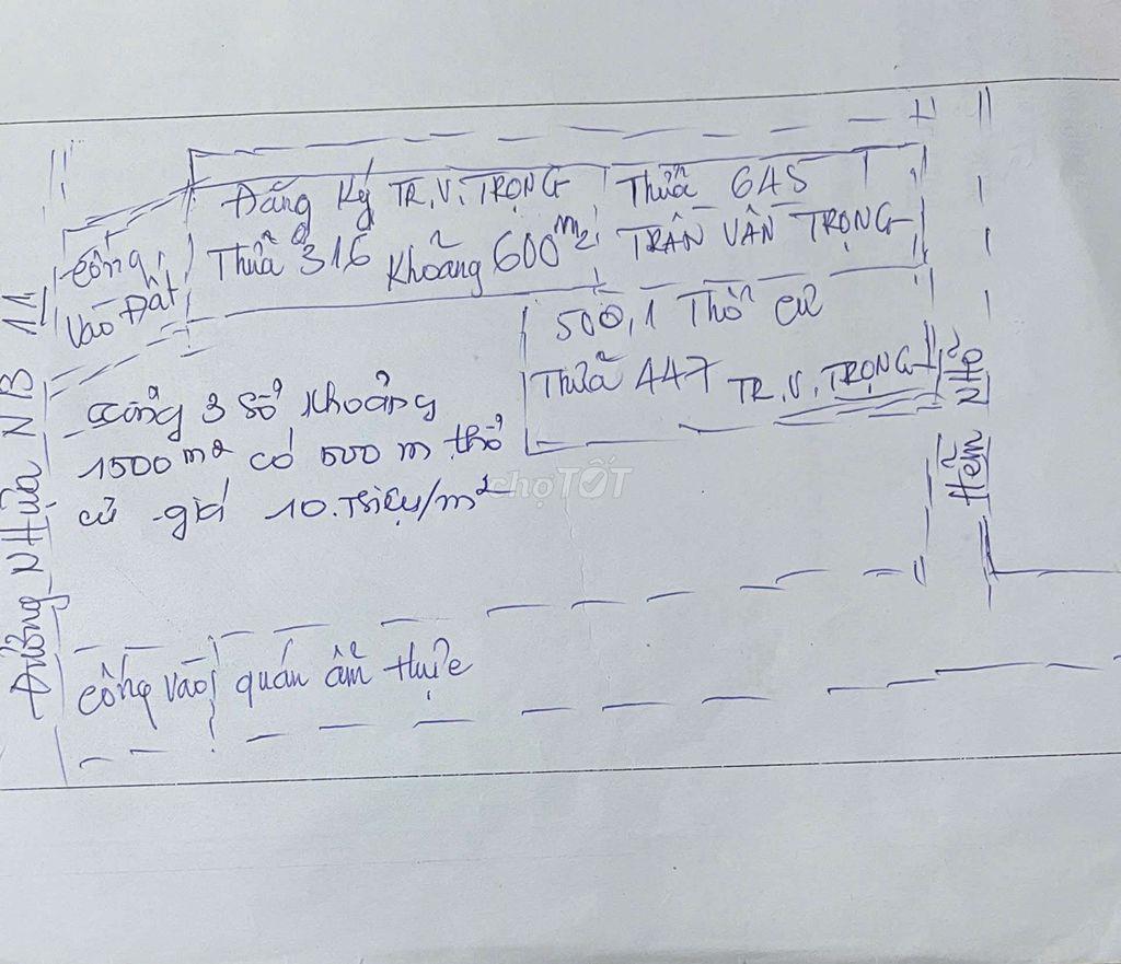 đất có khoảng 500m thổ cư, đường NB 11