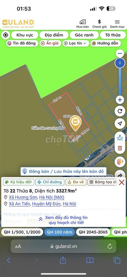 Bán gấp đất Hương Sơn Hà Nội 104,8m2 giá 2,99 tỷ sổ đẹp sẵn