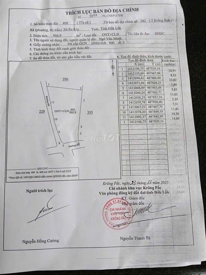 Đất full thổ cư 2 mặt tiền